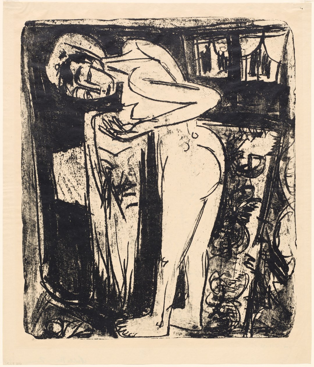 Stående naken i ett rum av Ernst Ludwig Kirchner