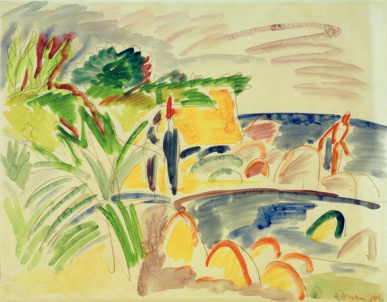 Strandscen på Fehmarn av Ernst Ludwig Kirchner