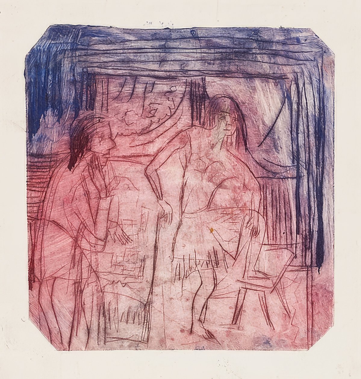 Scen i rummet. 1921 av Ernst Ludwig Kirchner