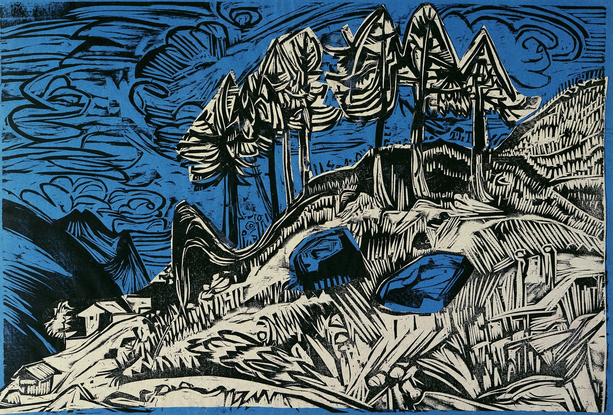 Träd på en bergssluttning av Ernst Ludwig Kirchner