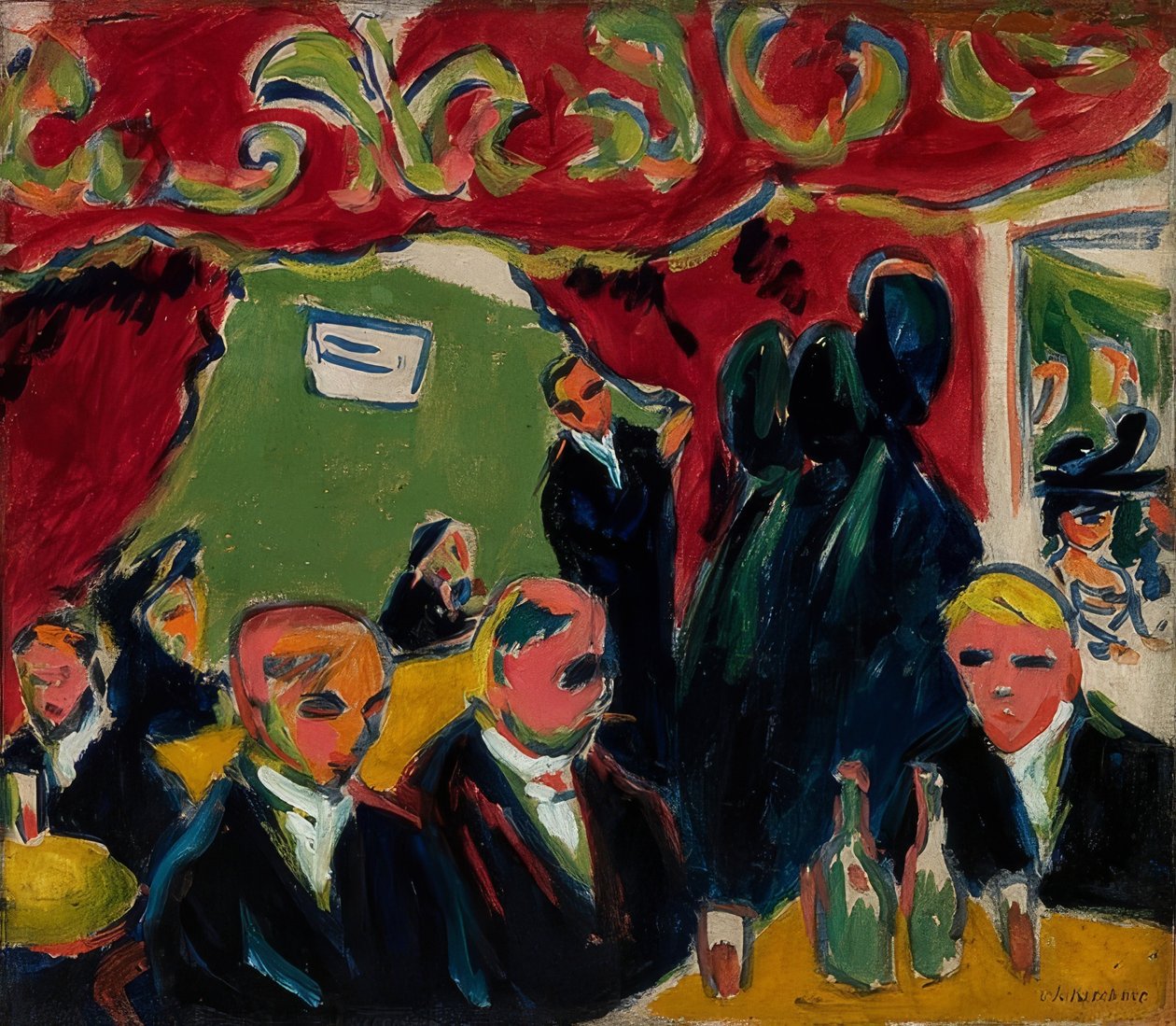 Offentligt hus. Omkring 1909 av Ernst Ludwig Kirchner