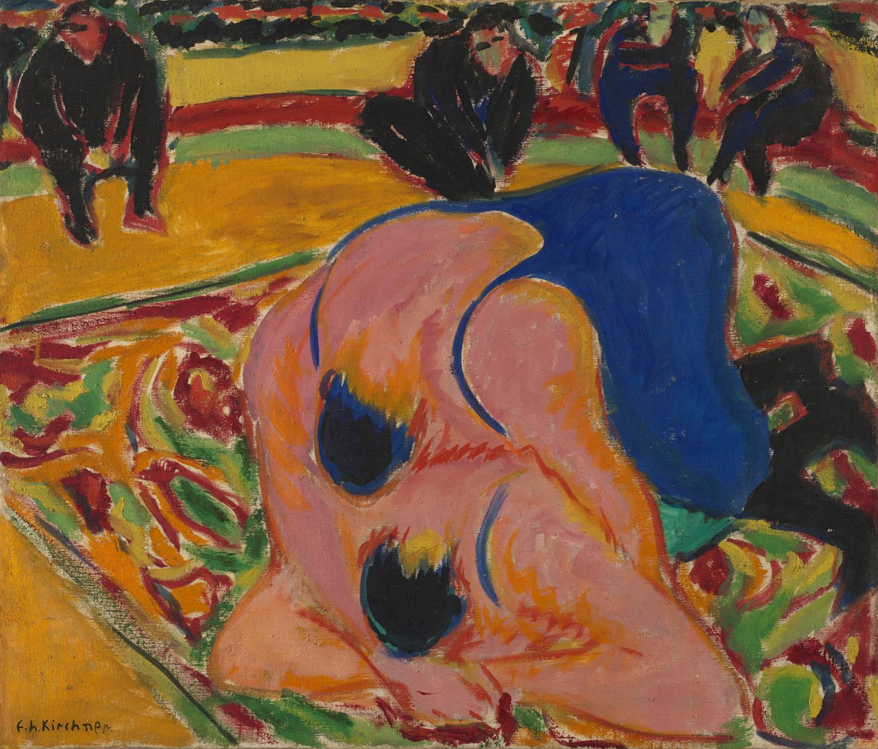 Brottare i en cirkus av Ernst Ludwig Kirchner