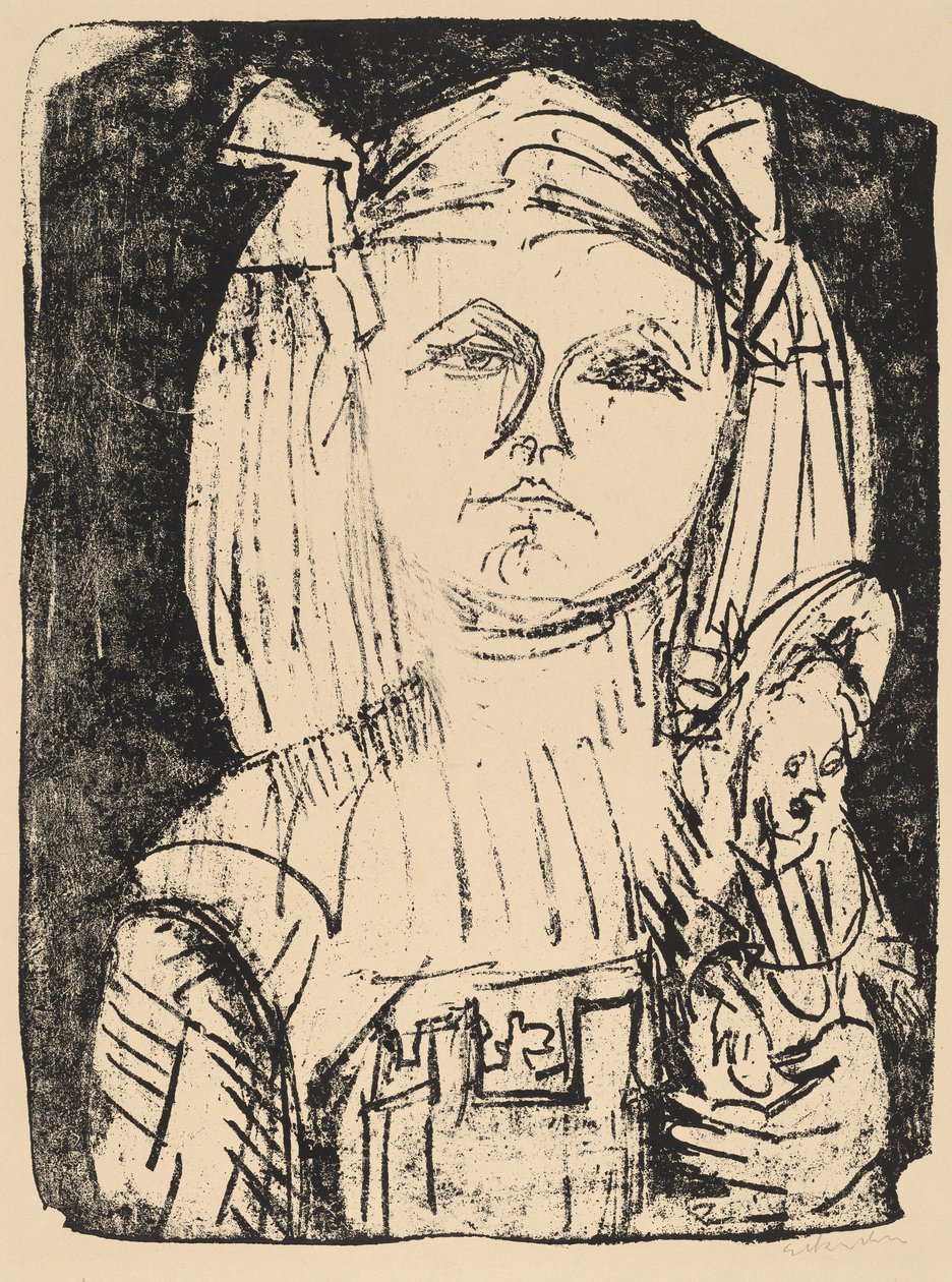 Ung flicka med docka av Ernst Ludwig Kirchner