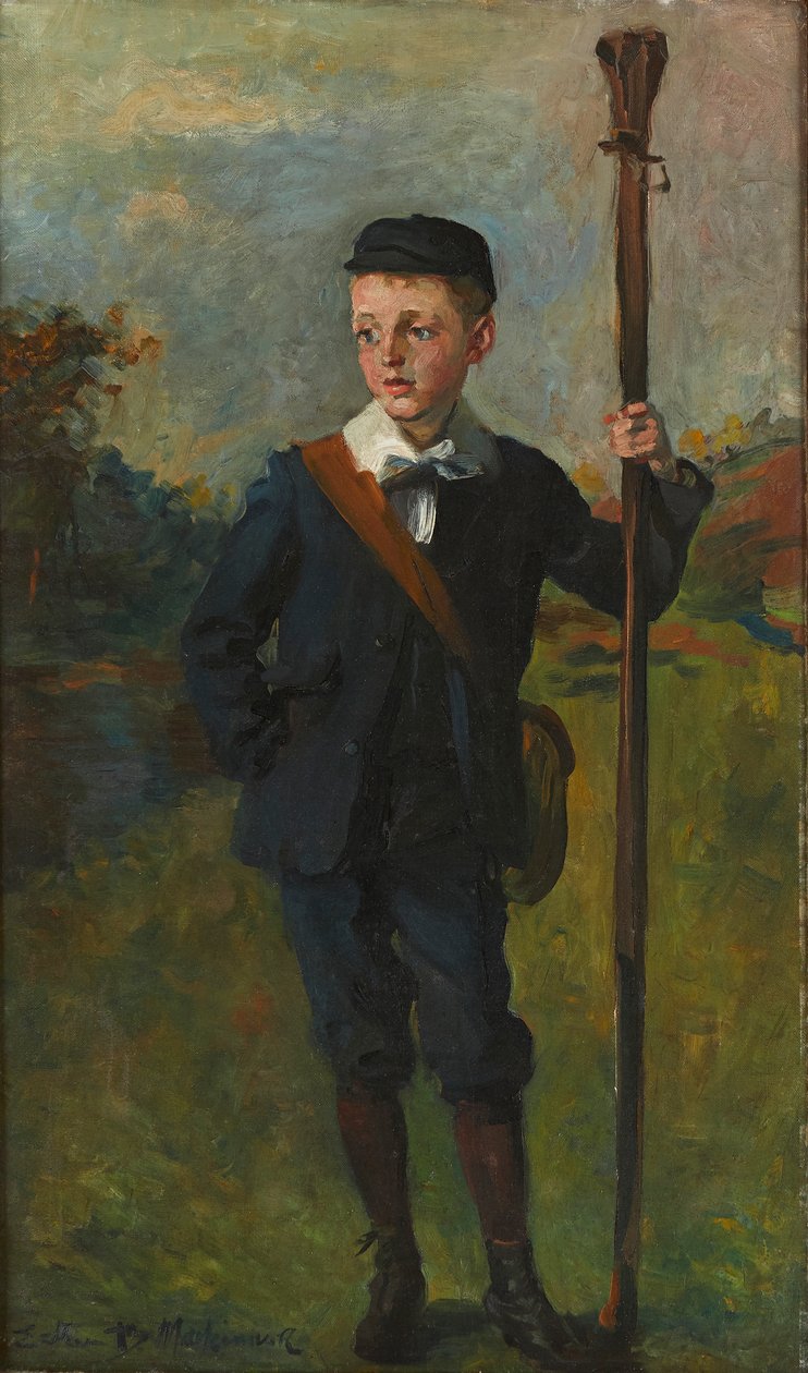 The Young Angler (olja på duk) av Esther Blaikie MacKinnon