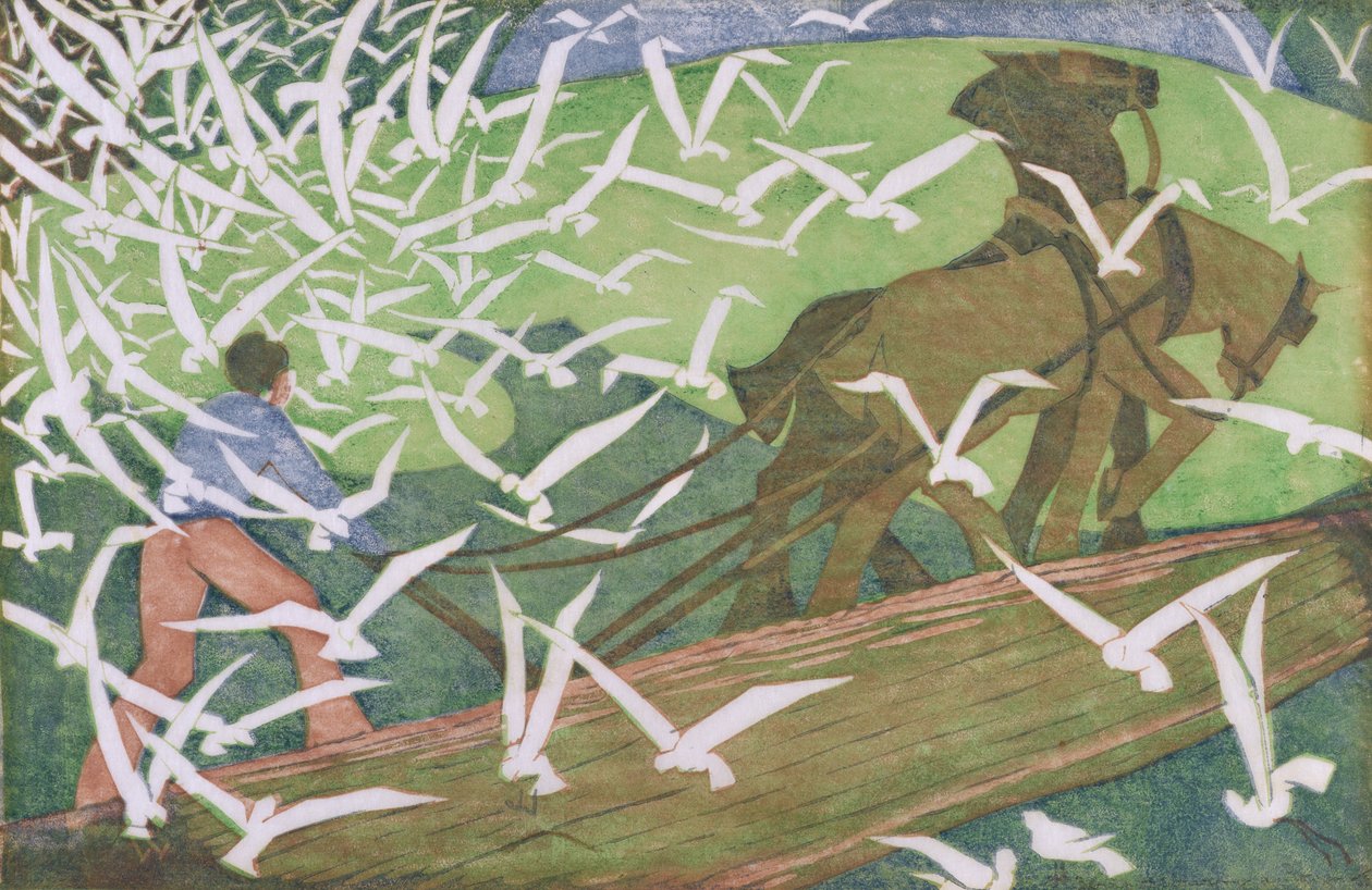 Fåglar som följer en plog av Ethel Spowers