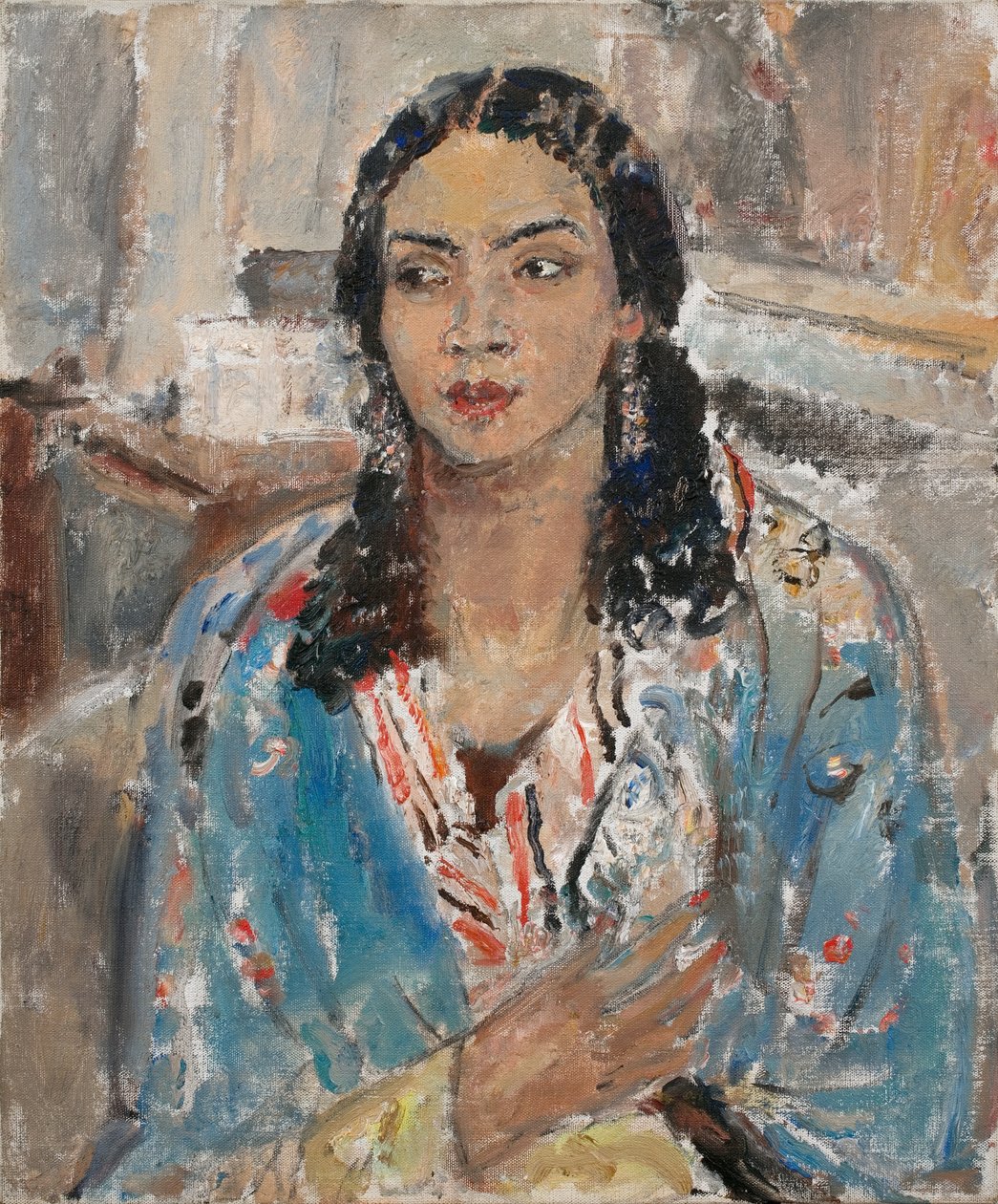 The Blue Jacket (olja på duk) av Ethel Walker