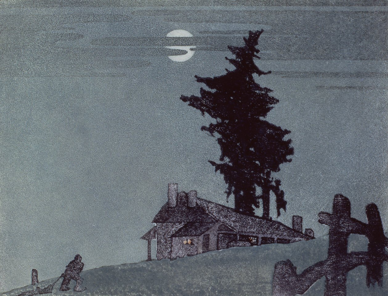The Homestead, 1937 (linosnitt) av Ethleen Palmer