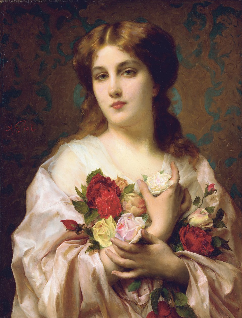 Porträtt av en flicka av Etienne Adolphe Piot