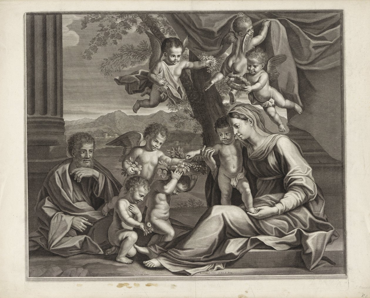 Helig familj med putti av Etienne Baudet (possibly)