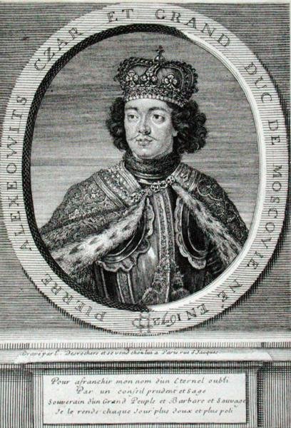 Peter I (1672-1725) (gravyr) av Etienne Jehandier Desrochers