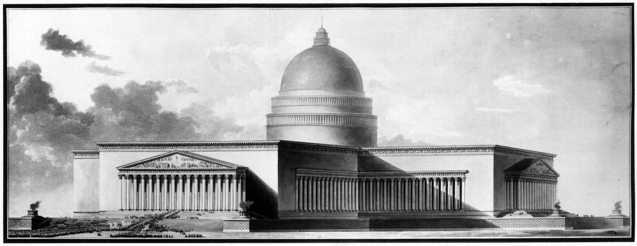 Metropolis, fasader - E.L. Boullee. av Etienne Louis Boullee