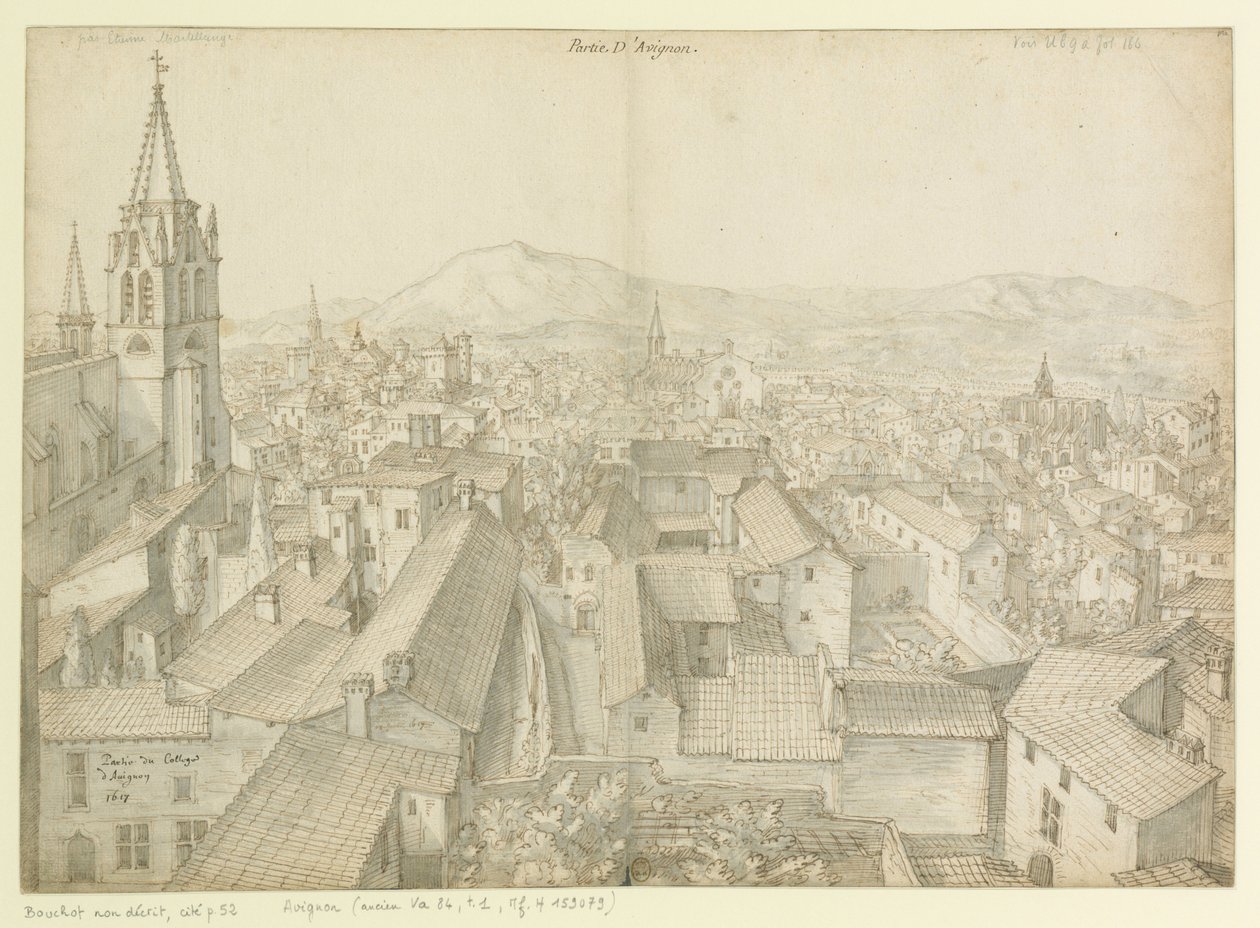 Del av kollegiet  i Avignon  1617 : Del av Avignon av Etienne Martellange
