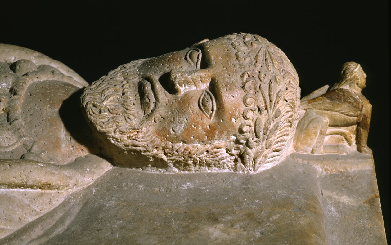 Detalj från en sarkofag av Etruscan