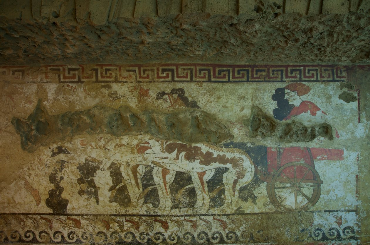Väggmålning från Infernal Quadrigas grav (väggmålning) av Etruscan