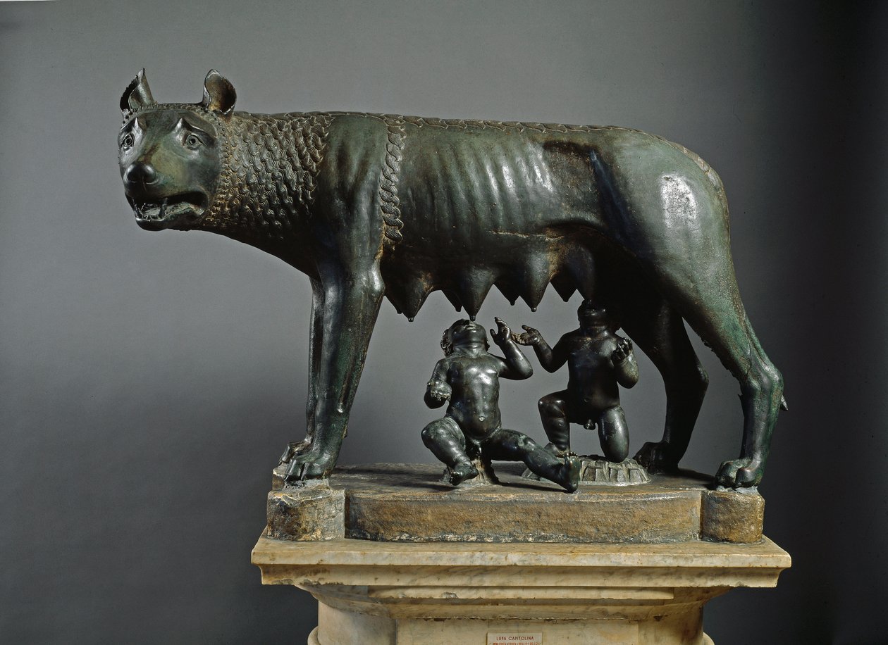 Capitoline Wolf (bronsskulptur, 500 f.Kr.) av Etruscan