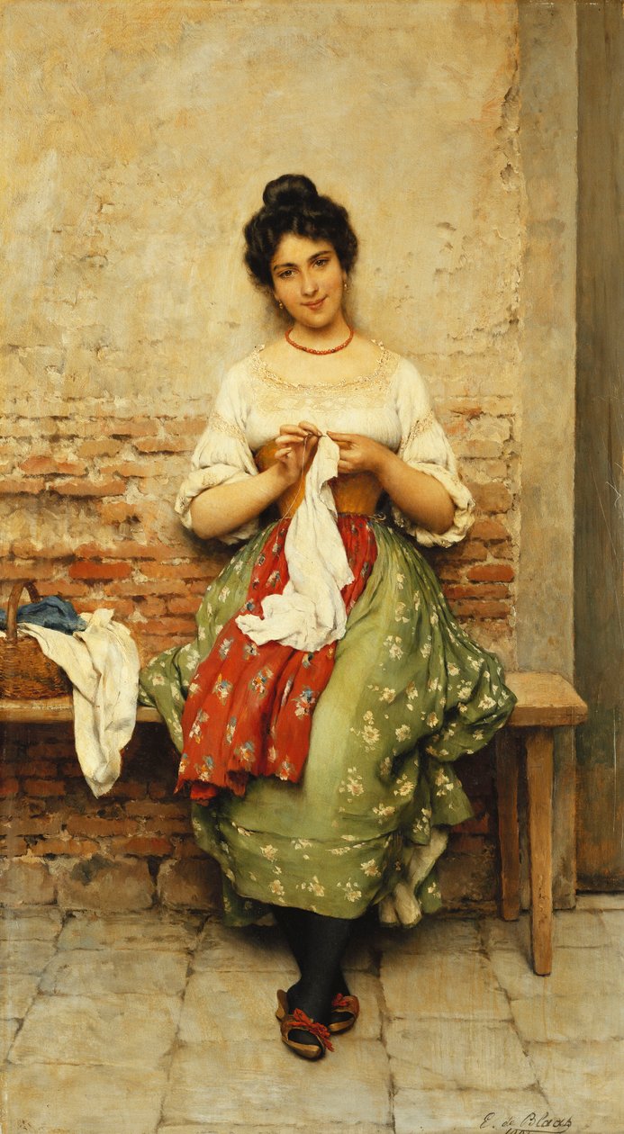 Sömmerskan, 1901 av Eugen von Blaas