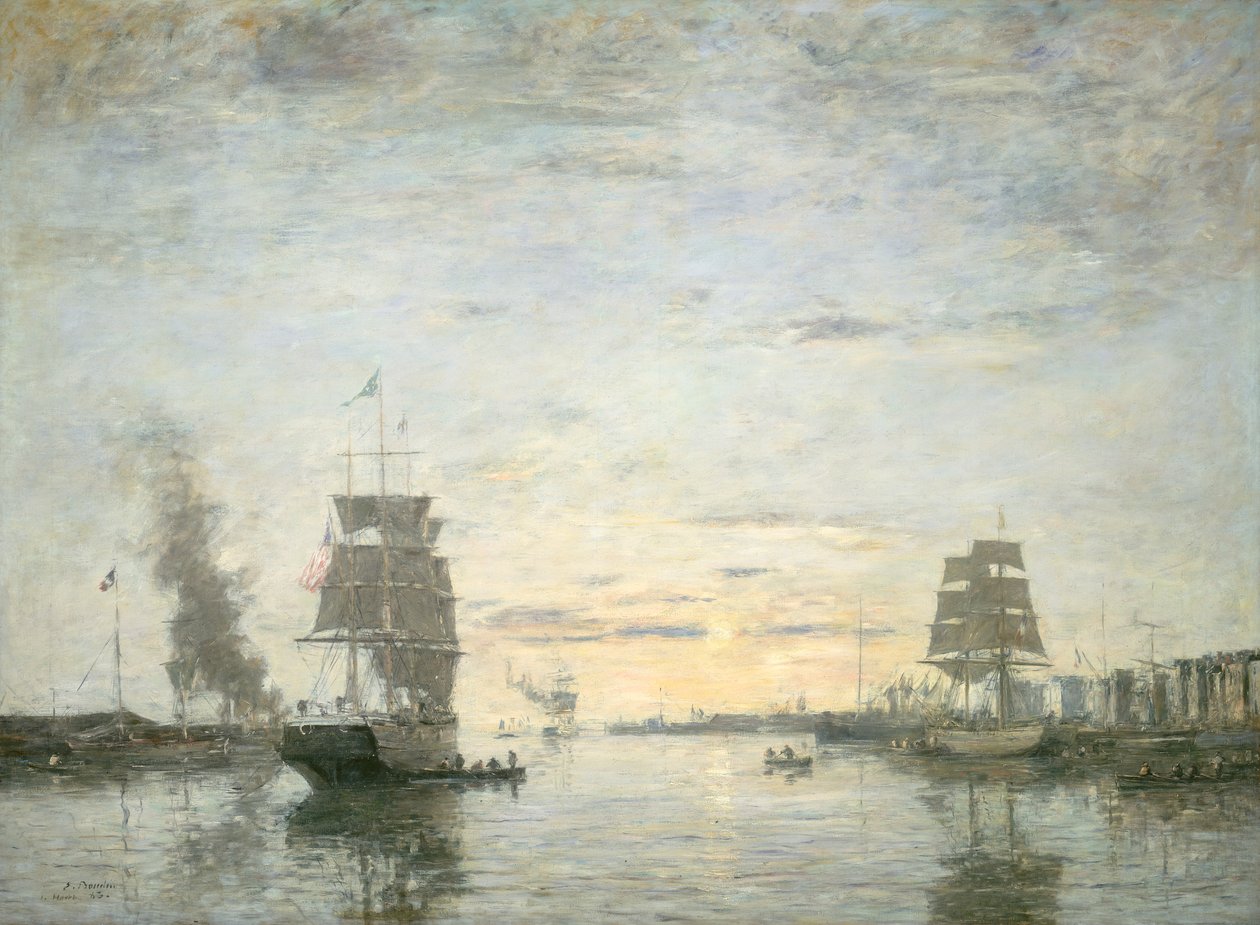 Inträde till hamnen, Le Havre av Eugene Louis Boudin