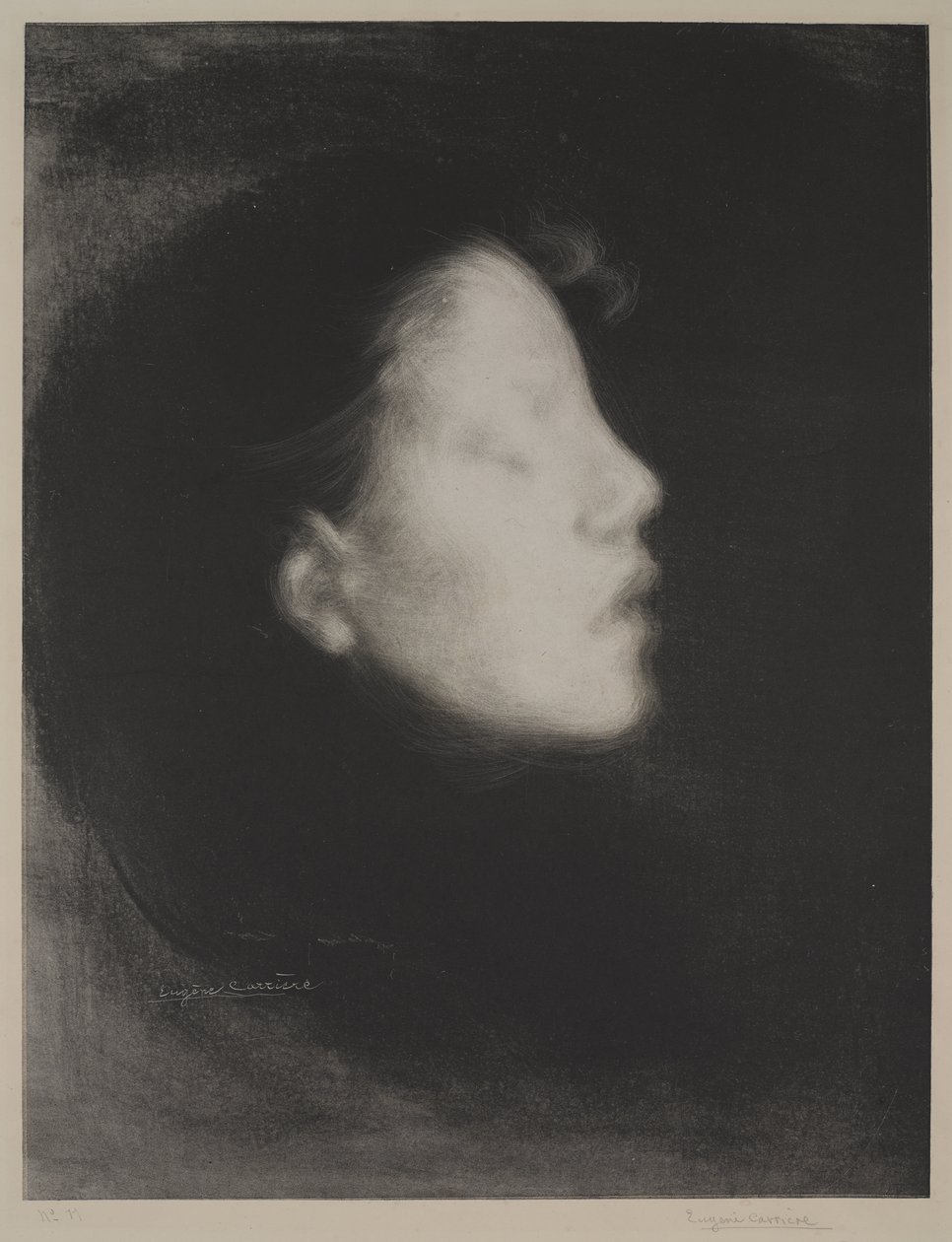 Nelly Carriere (Tete de femme), 1895 (litografi på vävt papper) av Eugène Carrière