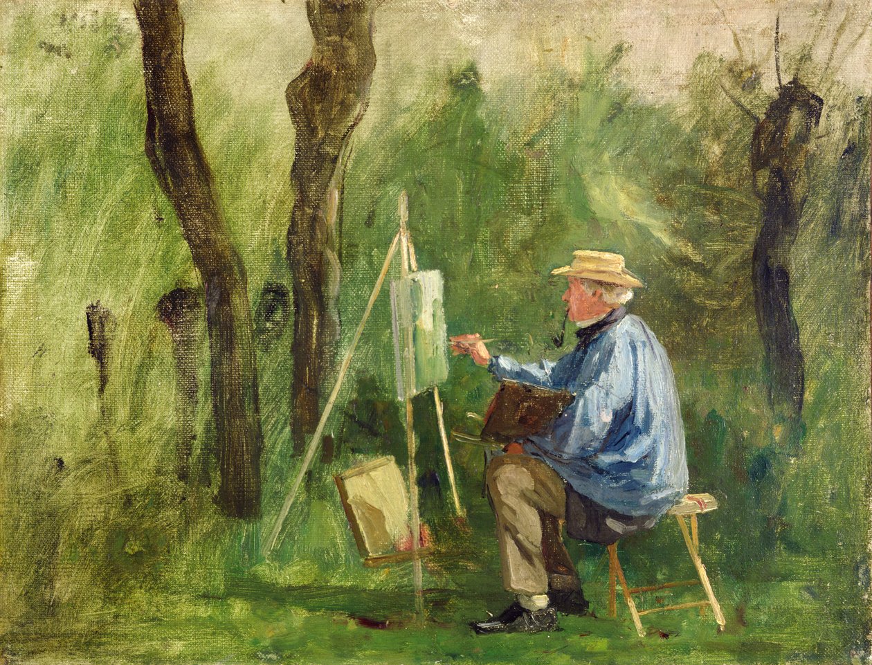 Corot vid sitt staffli, Crecy-en-Brie, 1874 av Eugene Decan