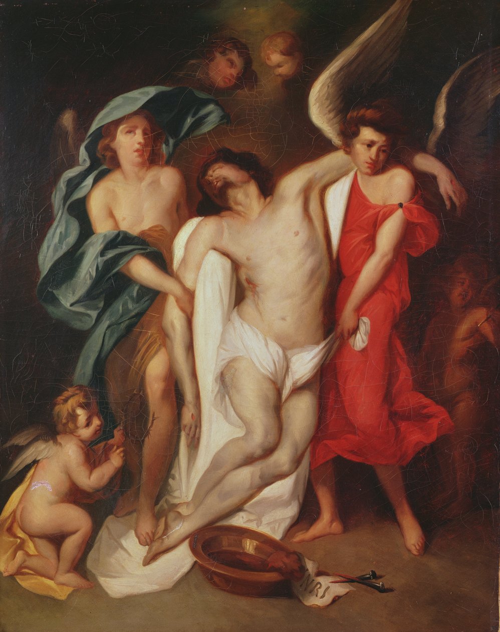 Kristi kropp buren av änglar av Ferdinand Victor Eugene Delacroix