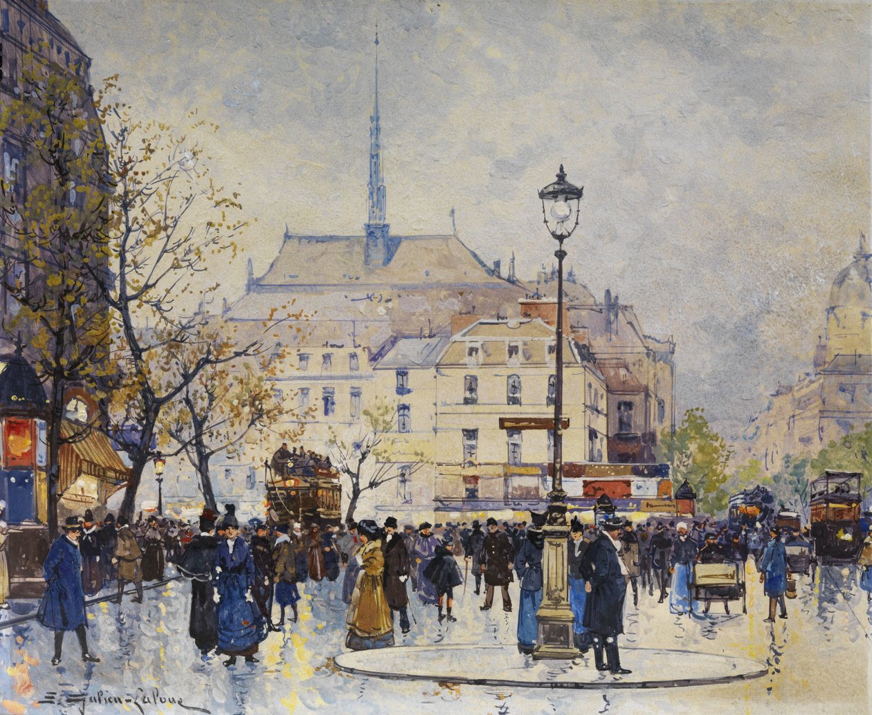 Pariser Straßenszene av Eugene Galien Laloue