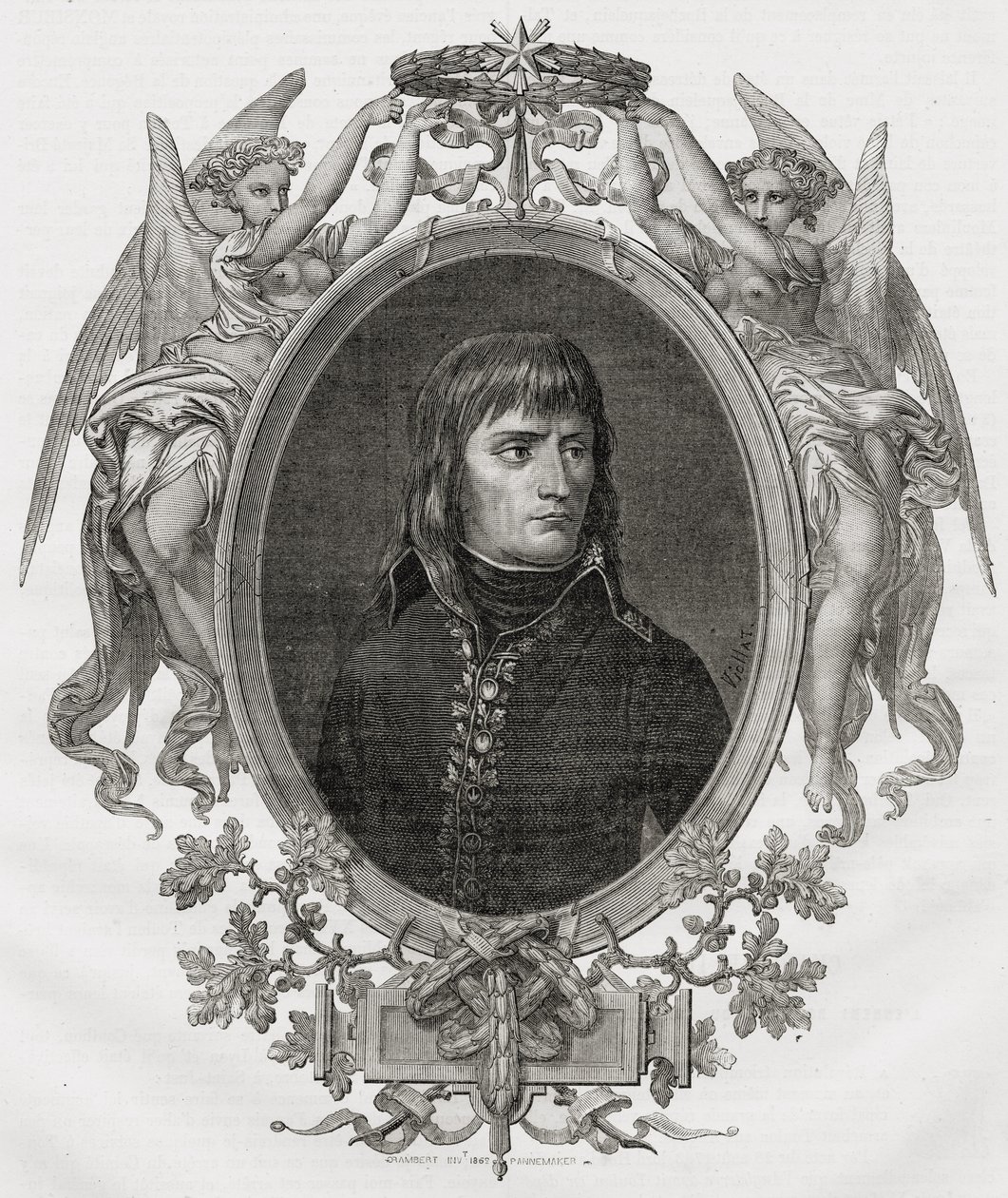 Porträtt av Napoleon Bonaparte (1769-1821) graverad av Stephane Pannemaker (1847-1930) av Eugene Joseph Viollat