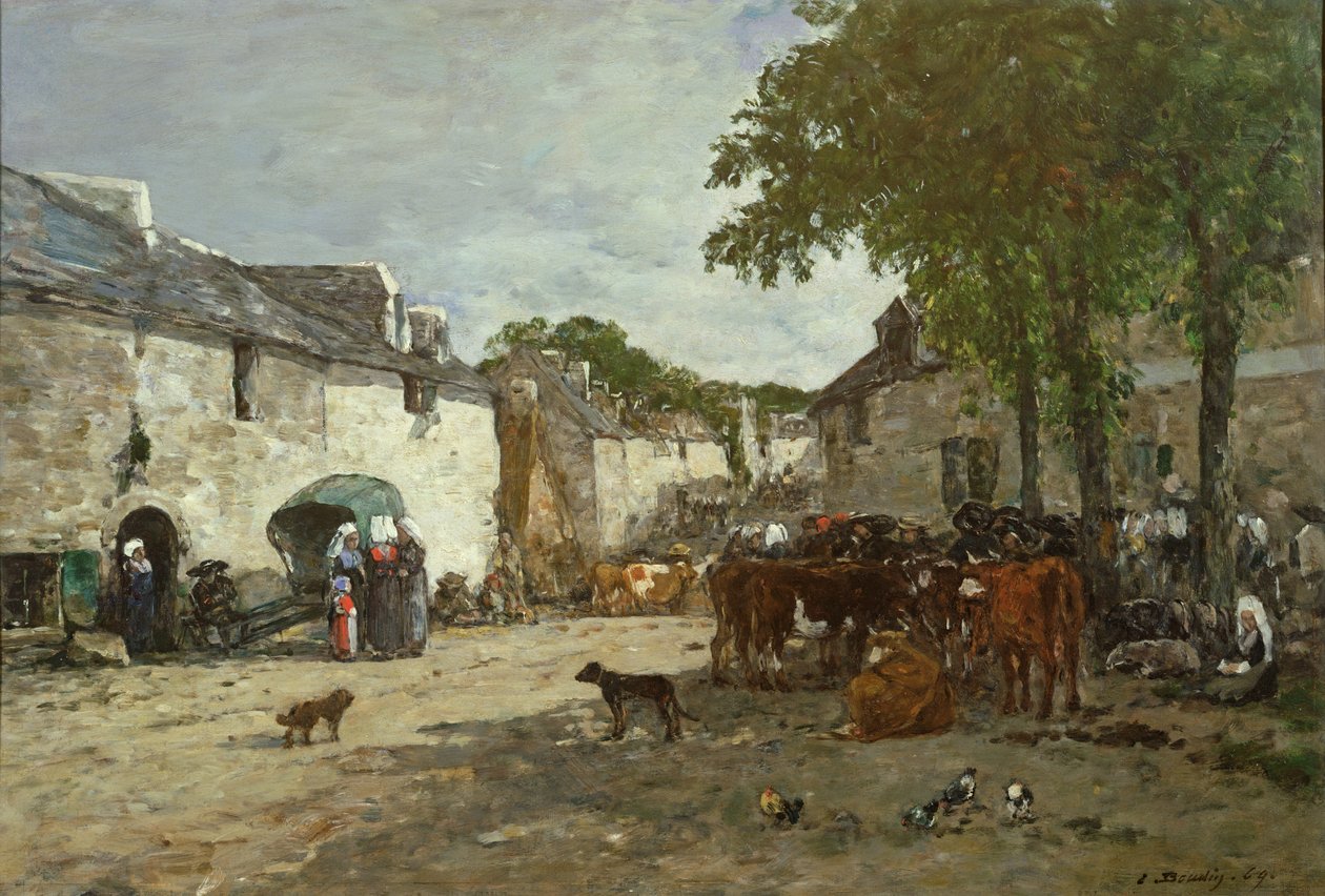 Djurmarknaden i Daoulas, 1869 av Eugene Louis Boudin