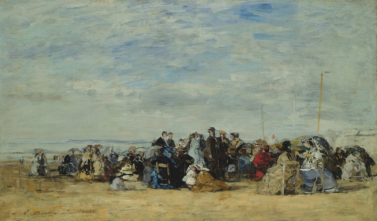 Stranden i Trouville, 1866 av Eugene Louis Boudin