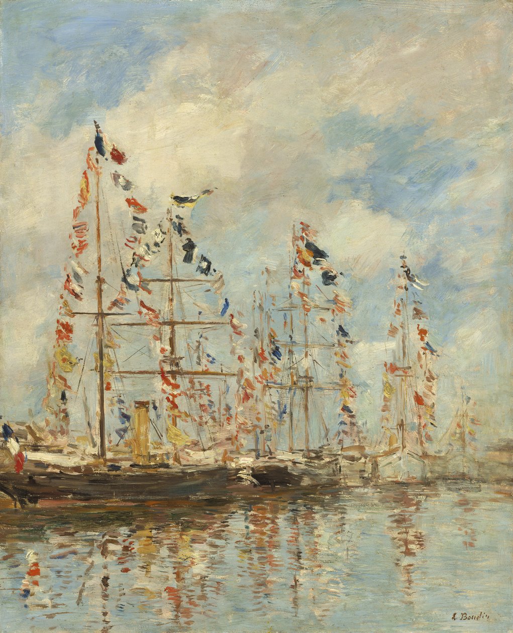 Yacht Basin i Trouville-Deauville, ca 1895-6 (olja på trä) av Eugene Louis Boudin