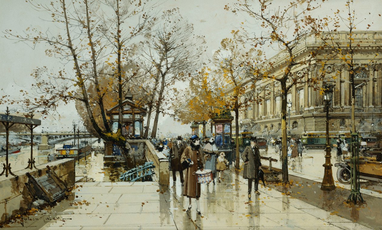 Quai de Louvren, Paris av Eugene Galien Laloue