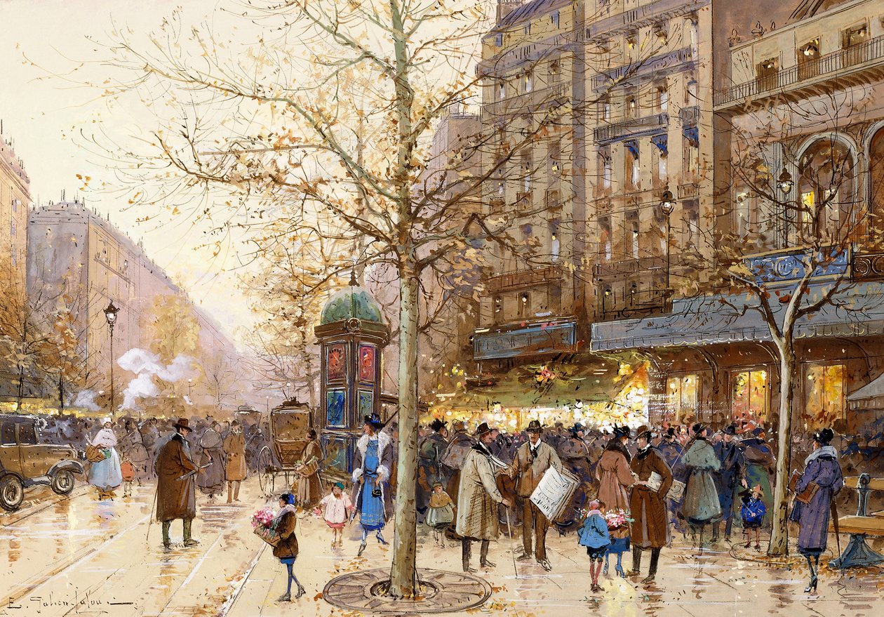 En Paris Street Scen av Eugene Galien Laloue