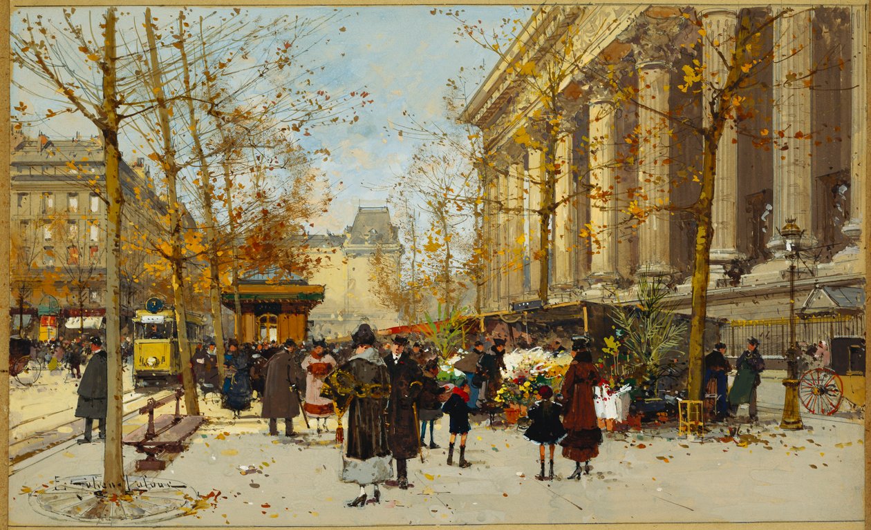 Flower Walk (gouache) av Eugene Galien Laloue