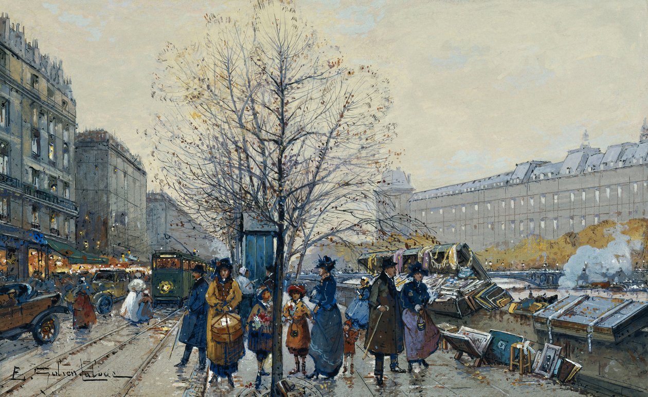 Quai Malaquais, Paris av Eugene Galien Laloue