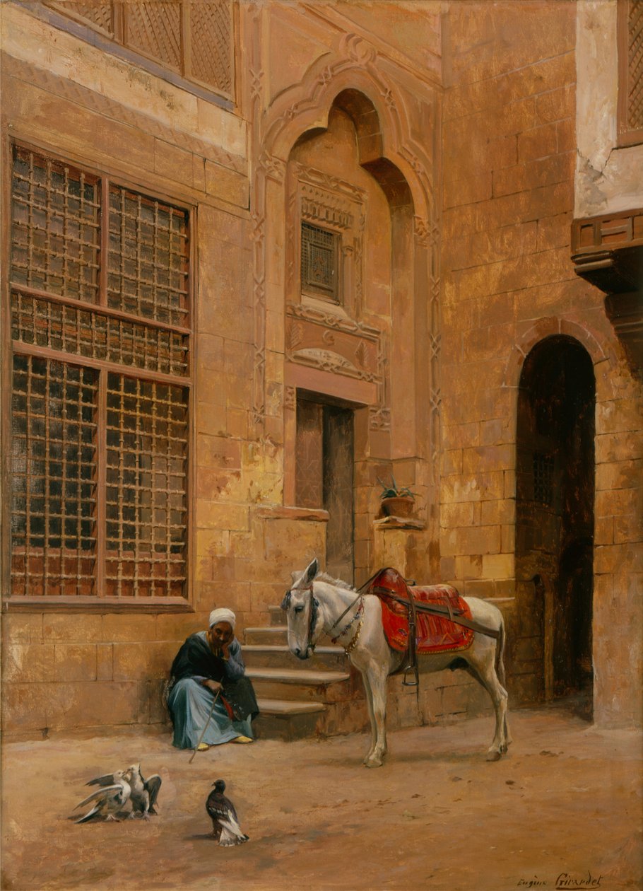 The Courtyard (olja på duk) av Eugene Alexis Girardet