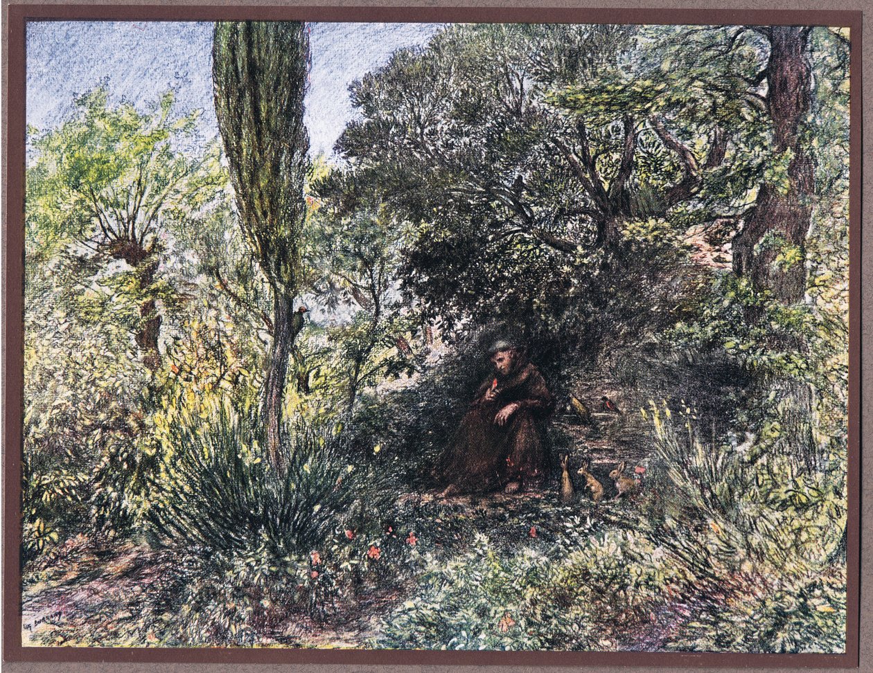 En munke som mediterar i ensamhet, 1919 av Eugene Burnand