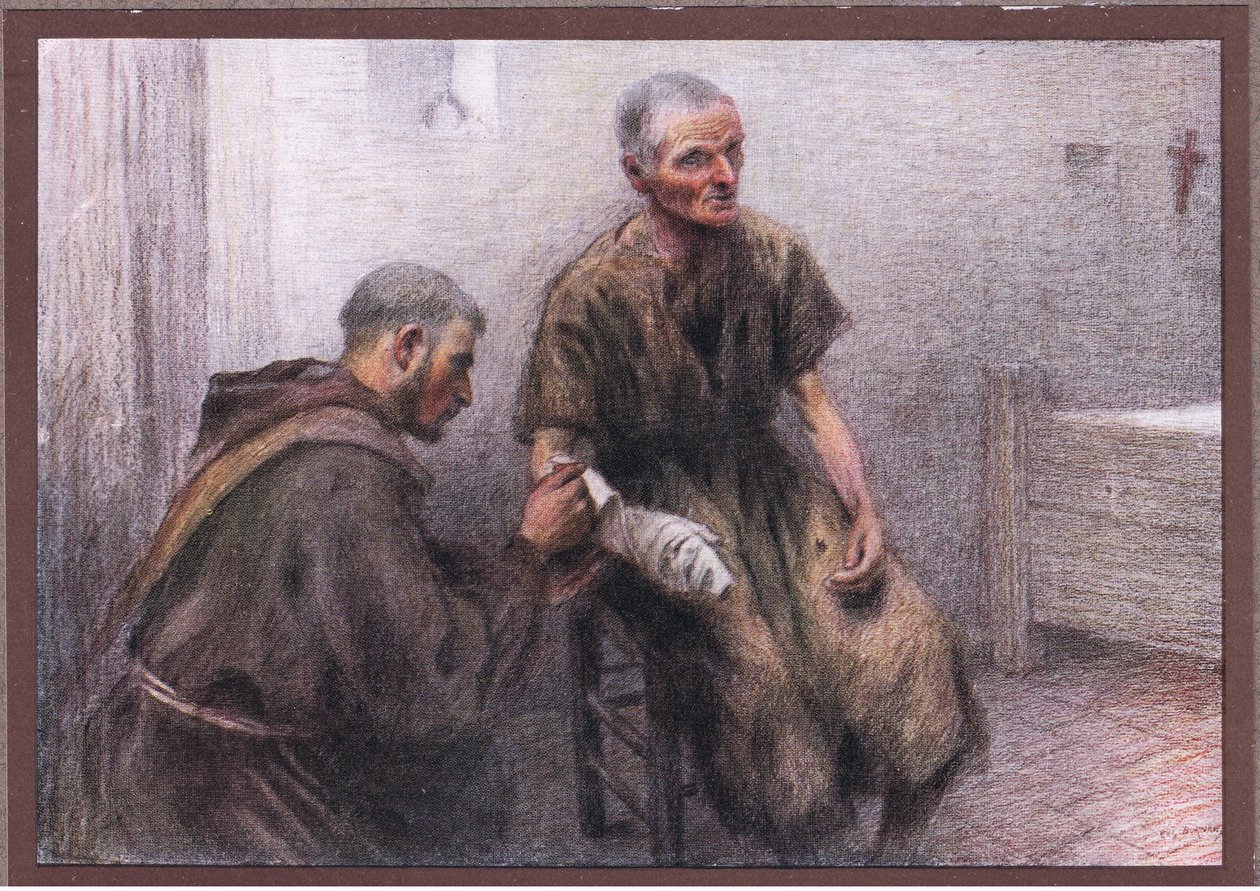 Broder Bentivoglia vårdar en spetälsk, 1919 av Eugene Burnand