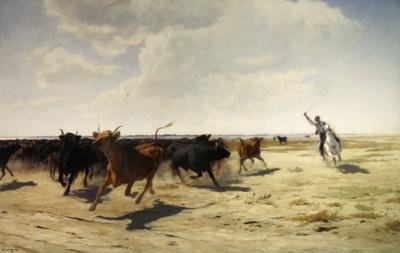 The Round-up (olja på duk) av Eugene Burnand