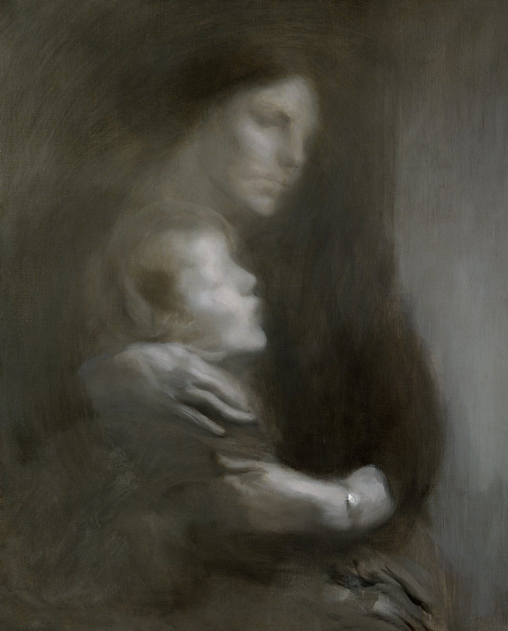 Moderskap (lidande) (olja på duk) av Eugène Carrière