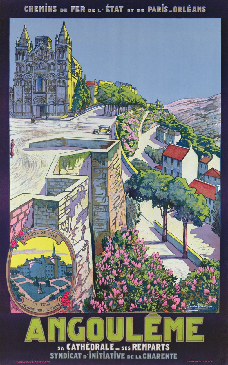 Affisch reklam Angouleme (färg litho) av Eugene Charles Paul Vavasseur