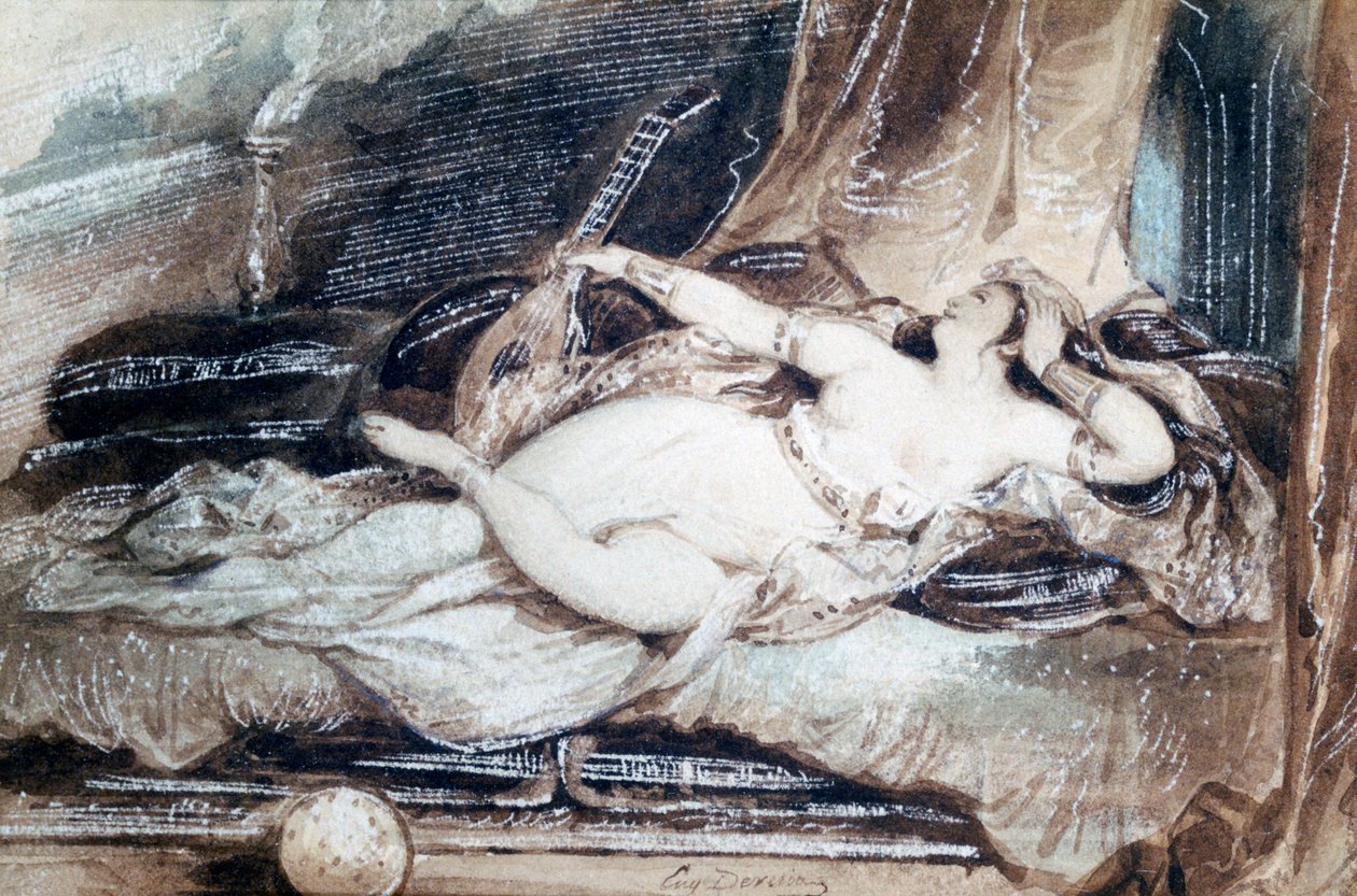 Reclining Odalisque, c1815-1865 av Eugene Deveria