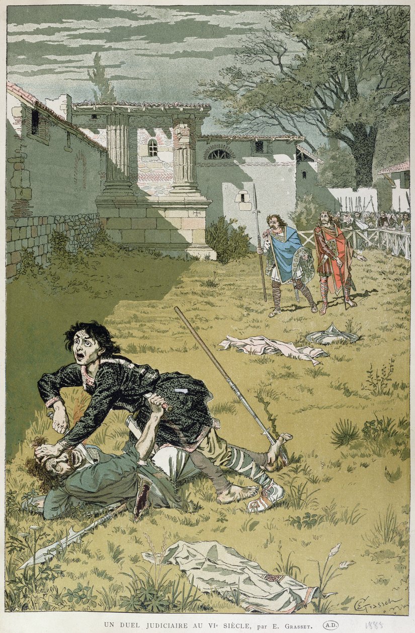 En rättsduell i Merovingian Times, 1888 av Eugene Grasset
