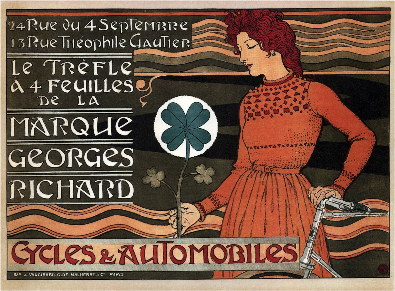 Cyklar och bilar Georges Richard, 1899 av Eugene Grasset