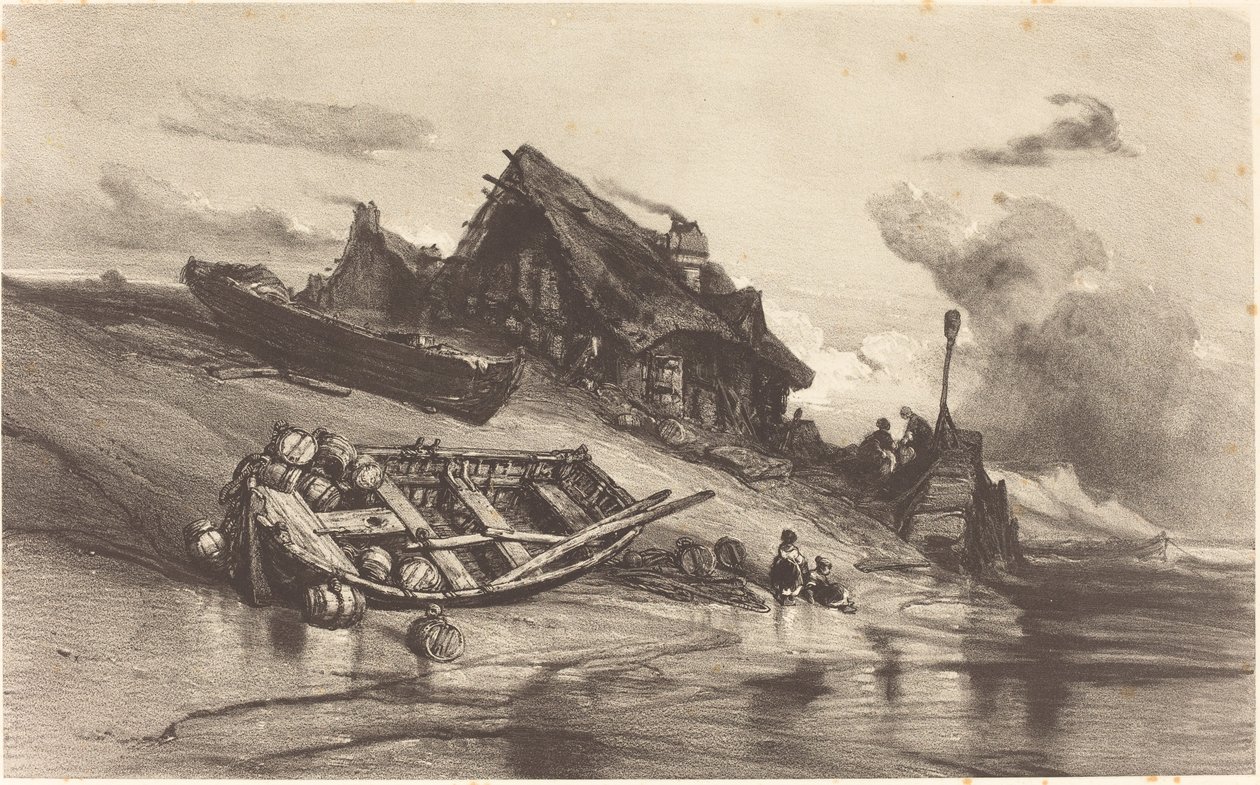 Fiskarstugor av Eugene Isabey