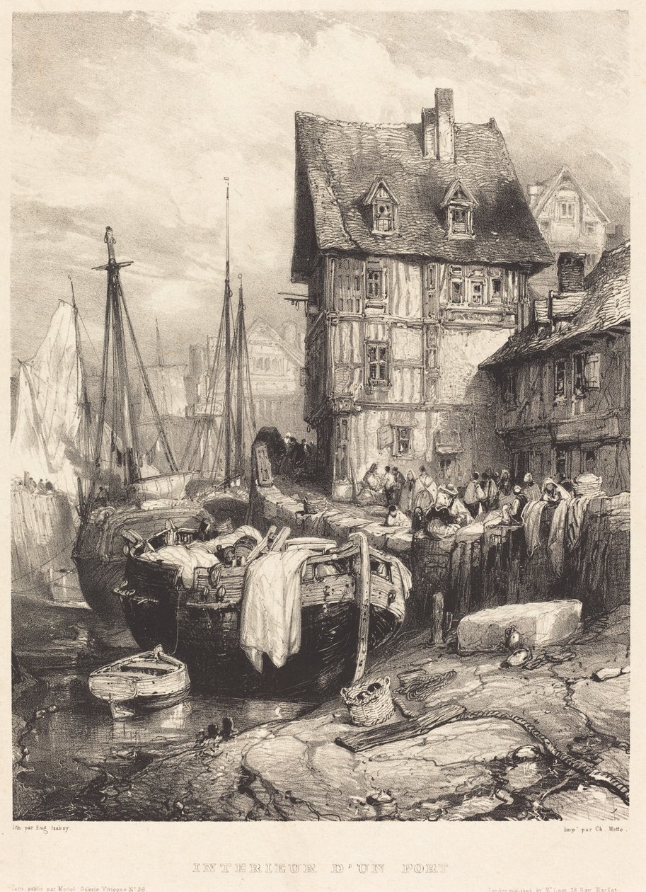 Interiör av en hamn av Eugene Isabey