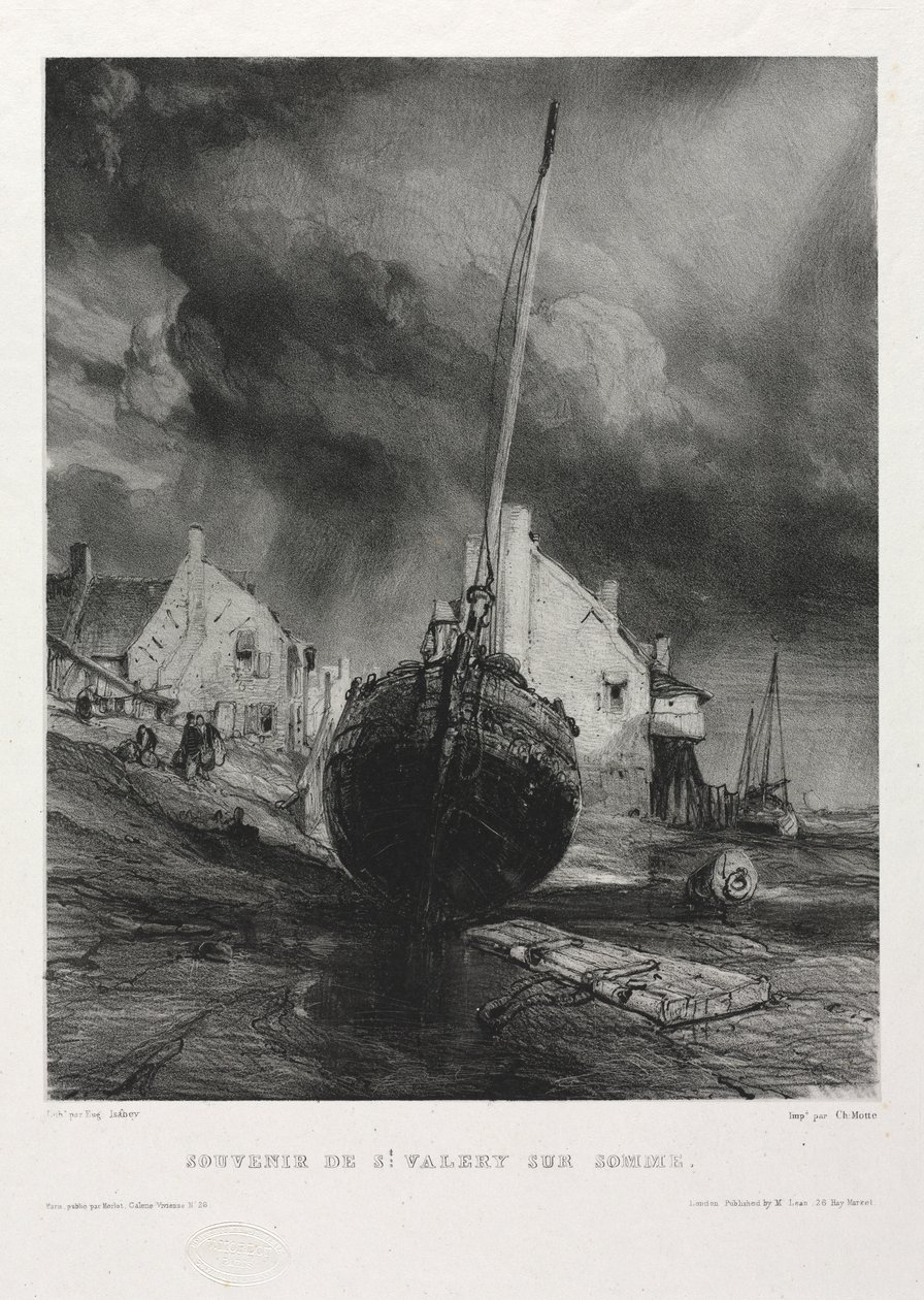 Sex marinsoldater: Souvenir Saint Valéry-sur-Somme, 1833. av Eugene Isabey
