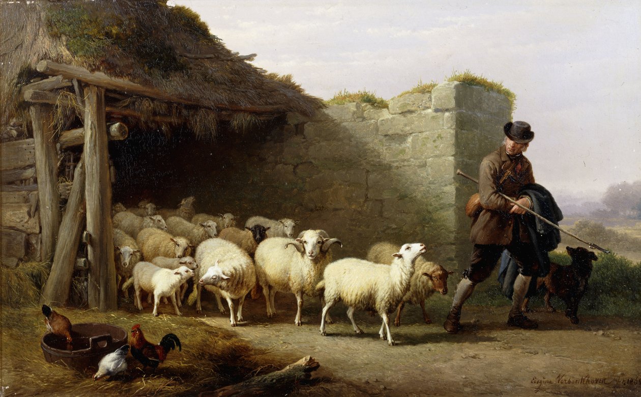 En herde och hans flock, 1862 av Eugene Joseph Verboeckhoven