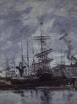 Båtar vid Le Havre av Eugene Louis Boudin