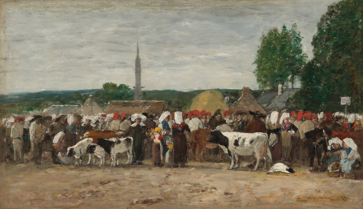 Mässa i Bretagne, 1874. av Eugene Louis Boudin