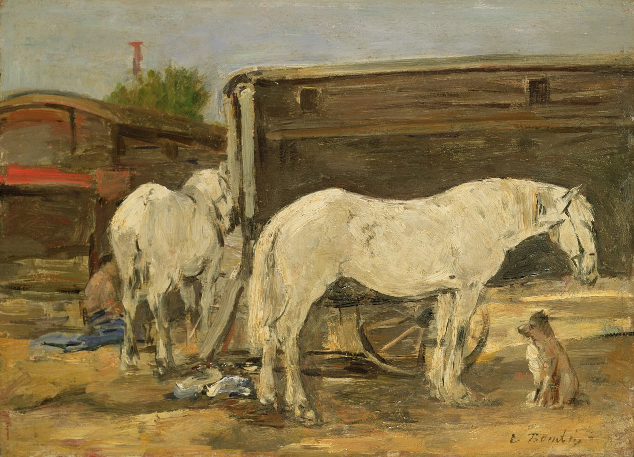 Gypsy Horses, c.1885-90 av Eugene Louis Boudin