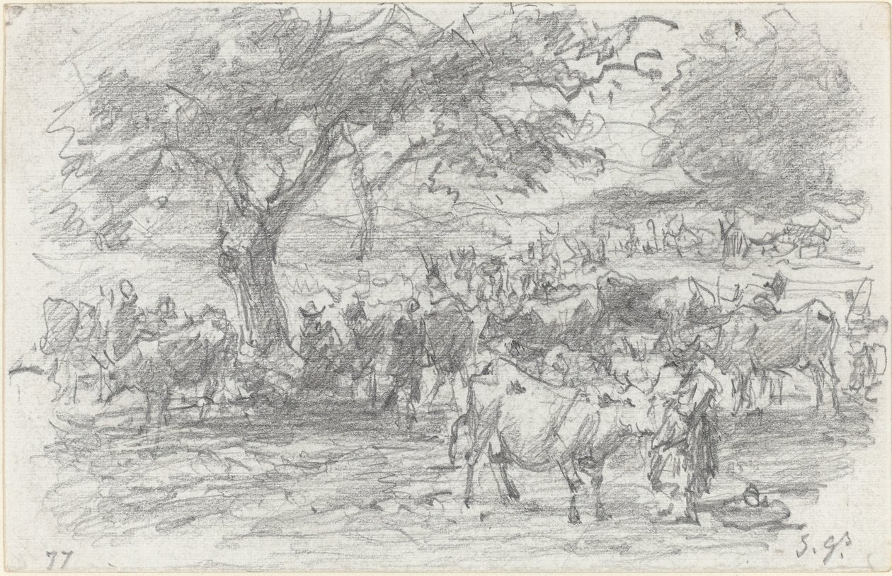 Herdar och boskap, 1877. av Eugene Louis Boudin